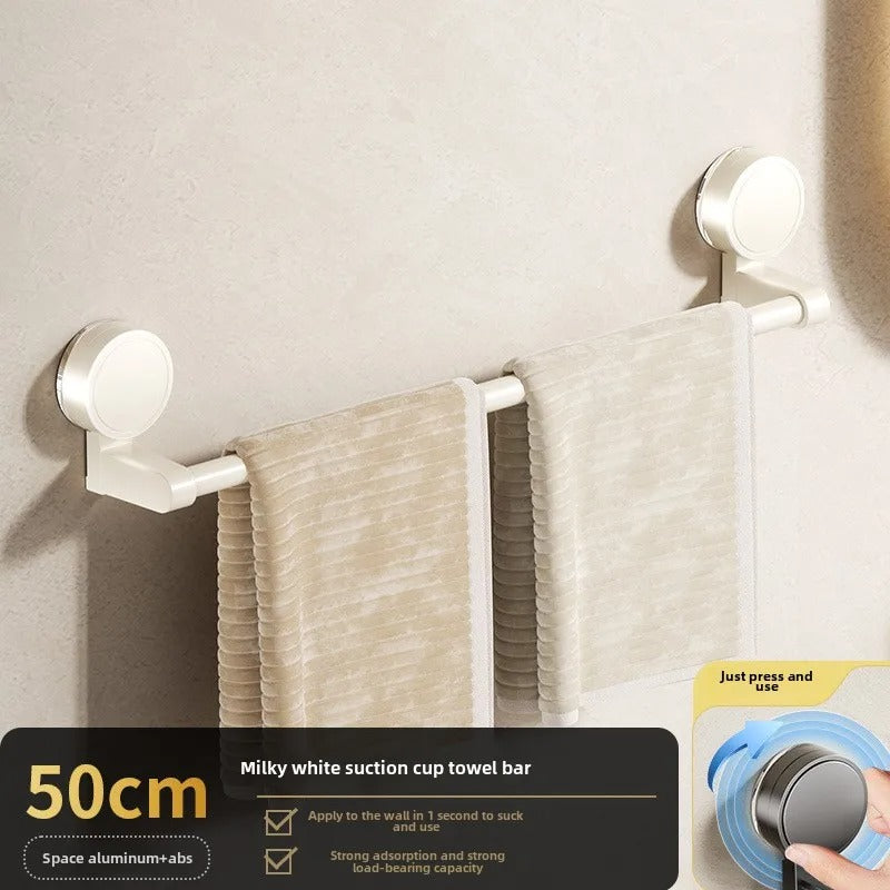 Towel Rail Bathroom Wall Suction Cup Mounted