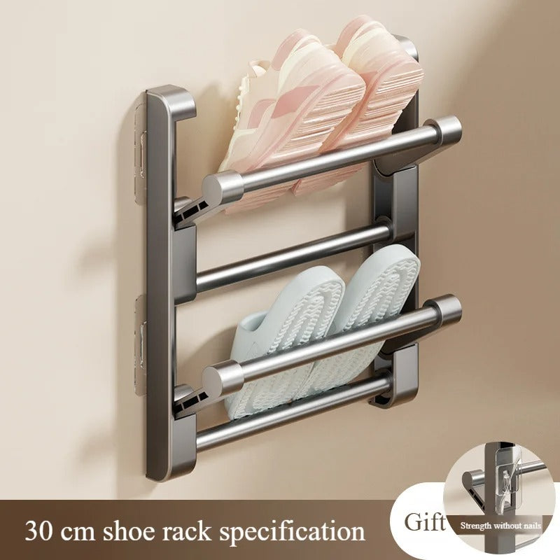 Wall-Mounted Adhesive Foldable Shoe Rack