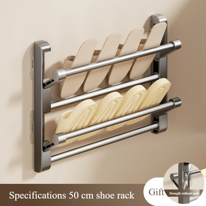 Wall-Mounted Adhesive Foldable Shoe Rack
