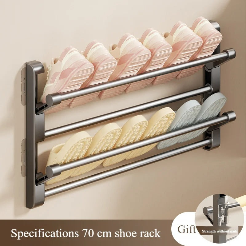 Wall-Mounted Adhesive Foldable Shoe Rack