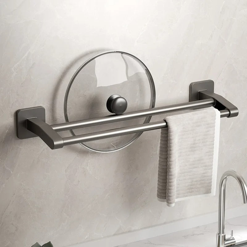 Towel Rack Hanger Bathroom Kitchen Adhesive Wall Mounted