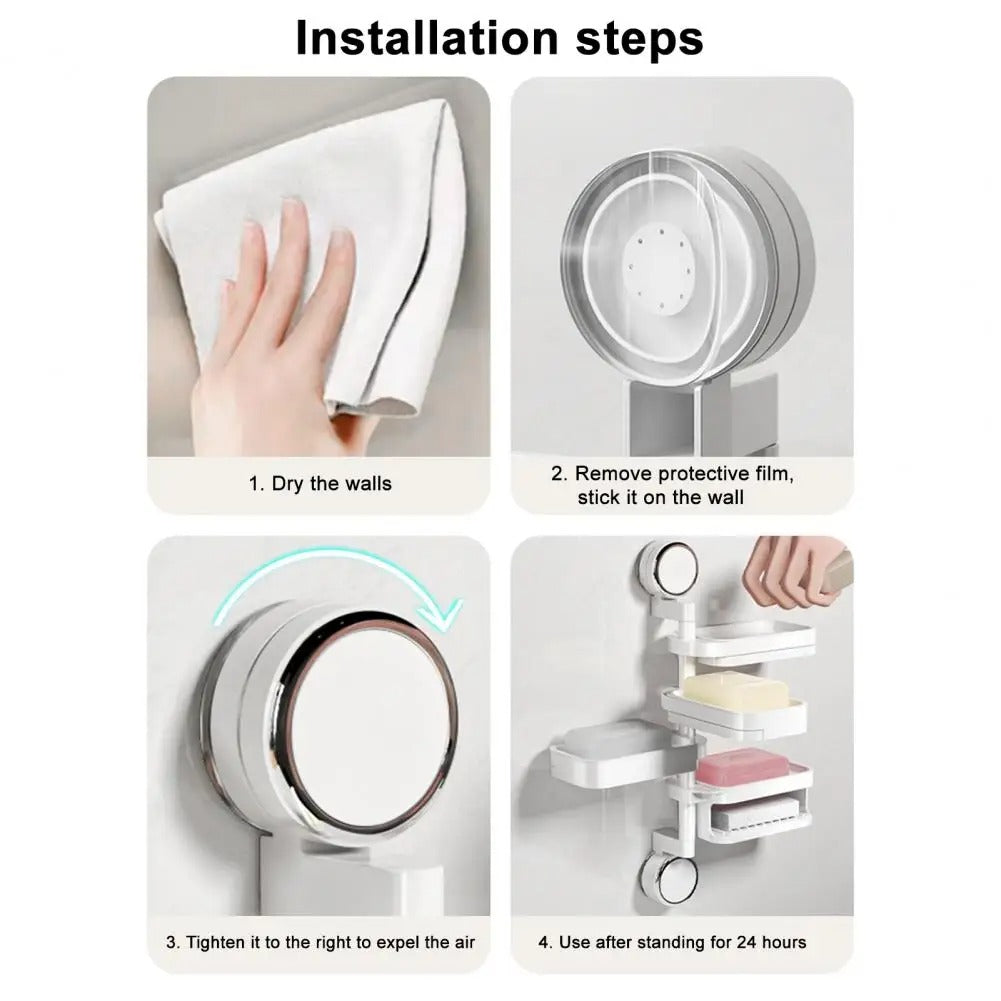 Rotating Wall-Mounted Soap Holder Rack – Multi-Tier Bathroom Organizer