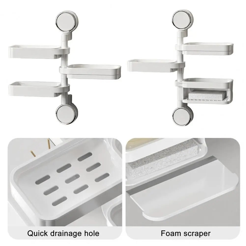 Rotating Wall-Mounted Soap Holder Rack – Multi-Tier Bathroom Organizer