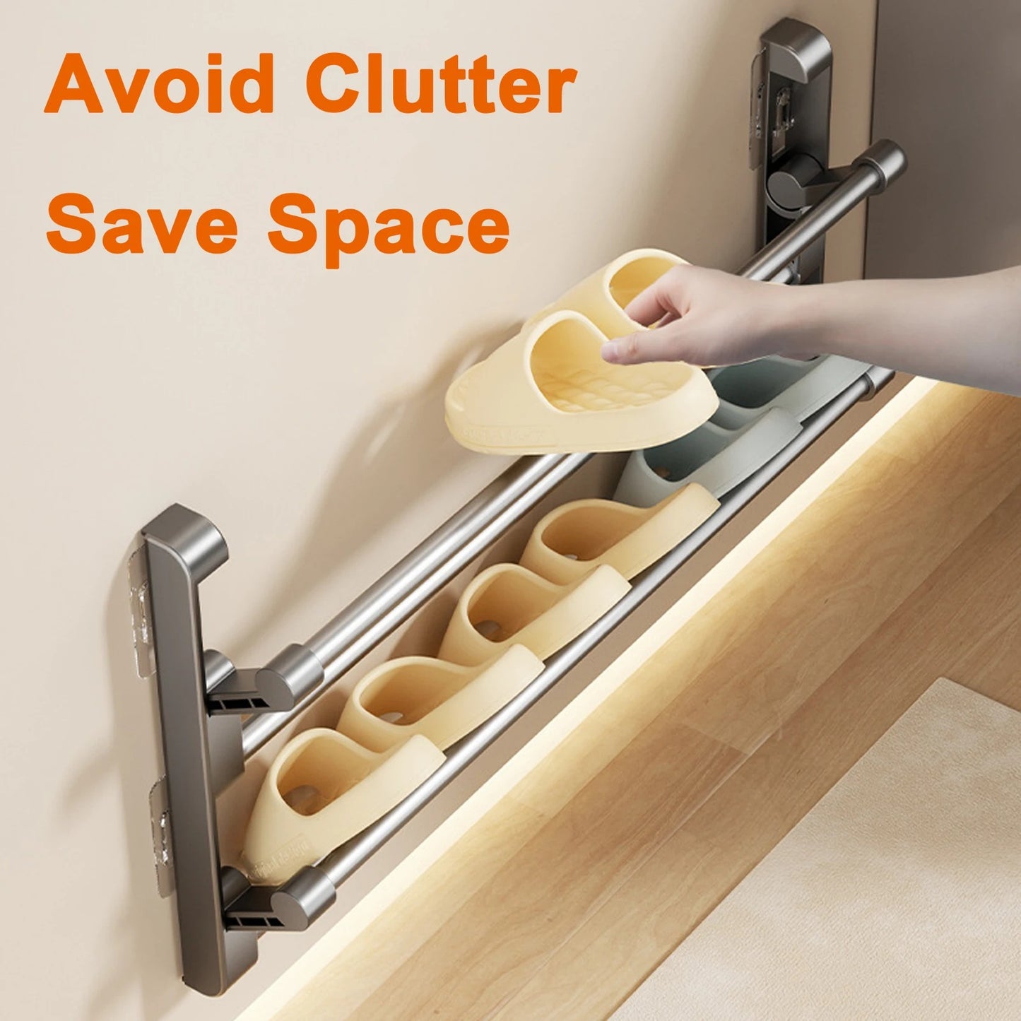 Wall-Mounted Adhesive Foldable Shoe Rack