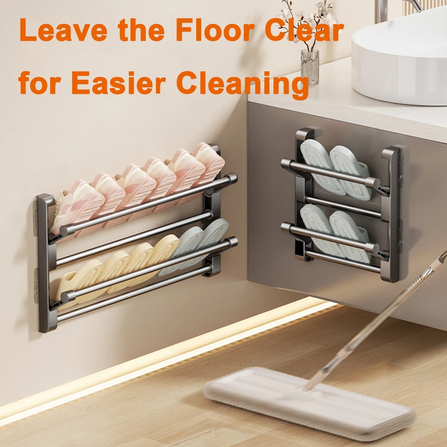 Wall-Mounted Adhesive Foldable Shoe Rack