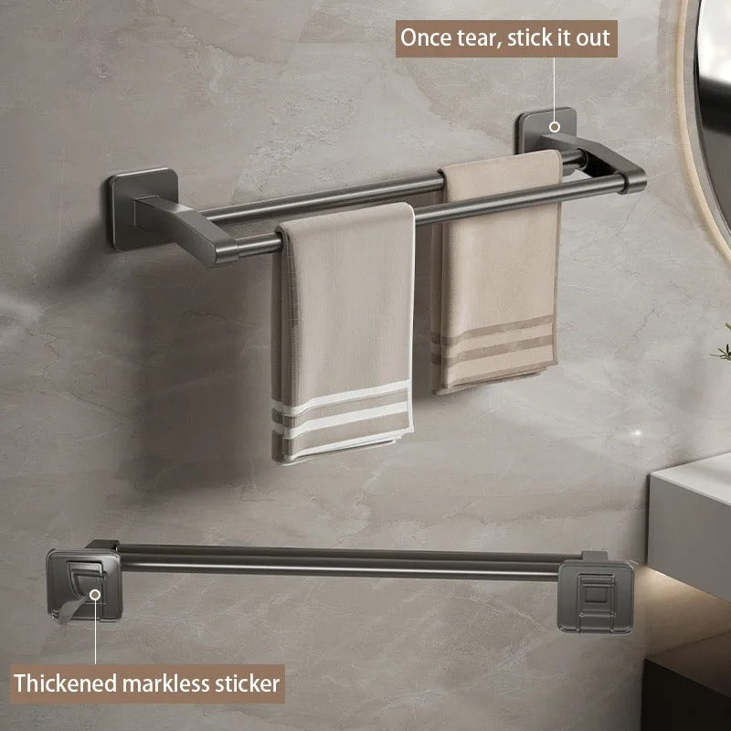 Towel Rack Hanger Bathroom Kitchen Adhesive Wall Mounted