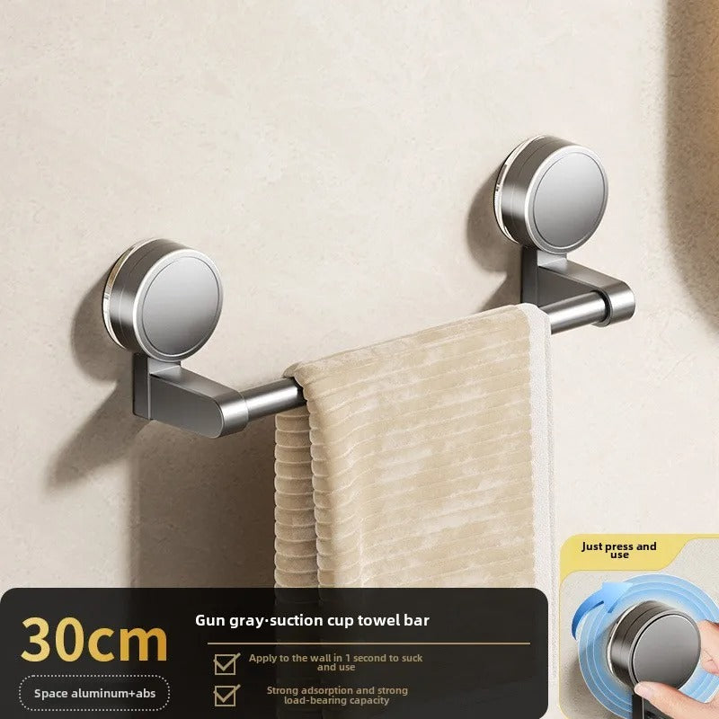 Towel Rail Bathroom Wall Suction Cup Mounted