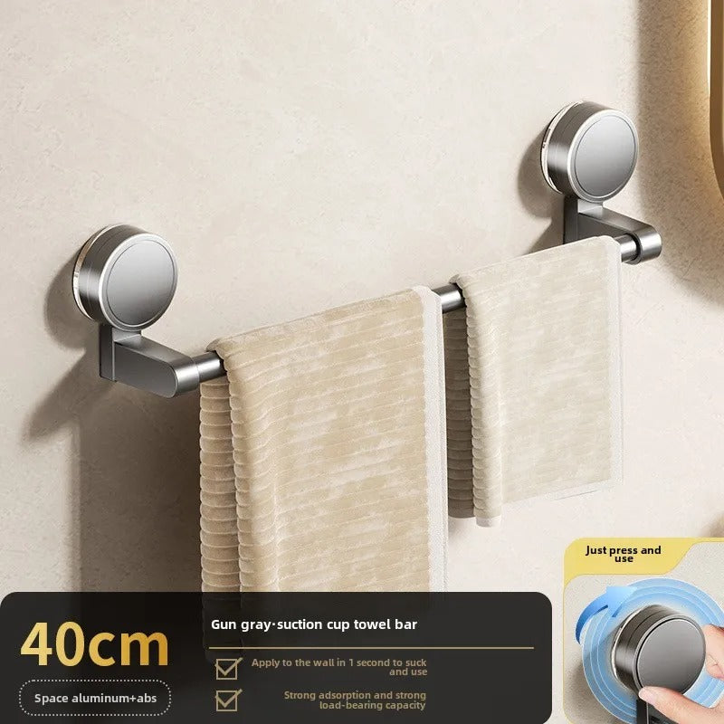 Towel Rail Bathroom Wall Suction Cup Mounted