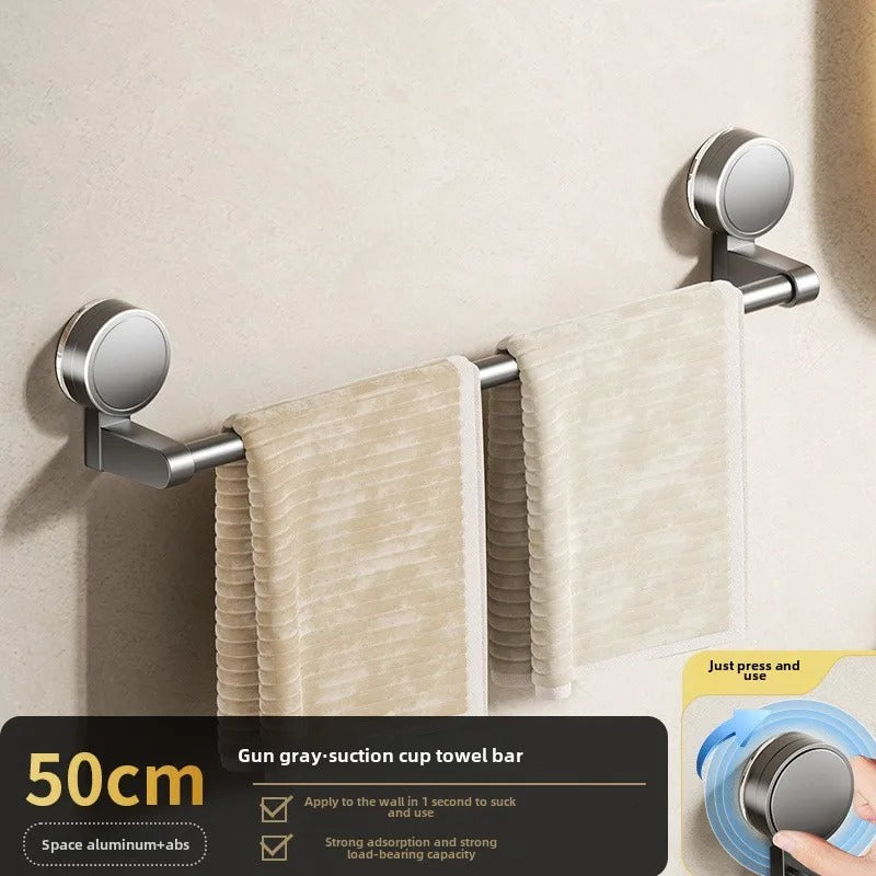 Towel Rail Bathroom Wall Suction Cup Mounted