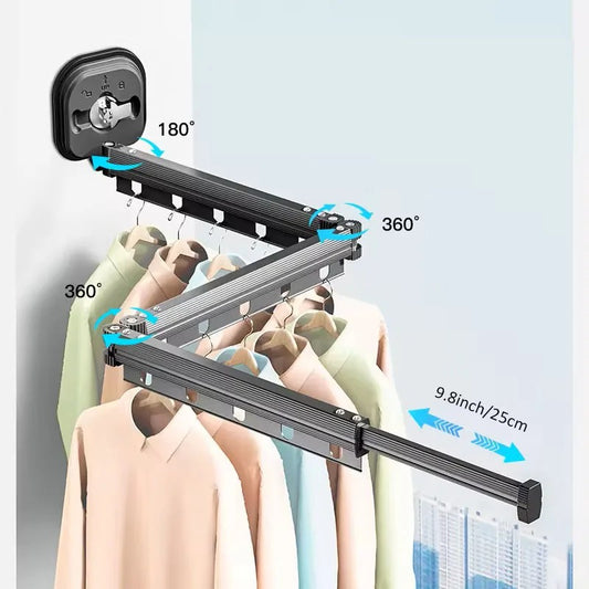Clothes Drying Pole Foldable Clothes Drying Rack Suction Cup Mounted