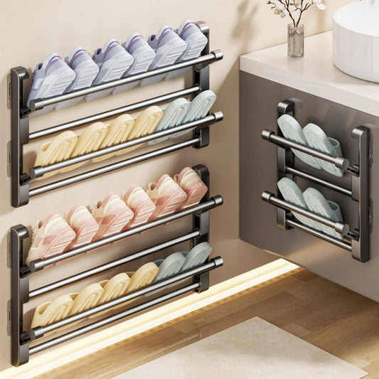 Wall-Mounted Adhesive Foldable Shoe Rack