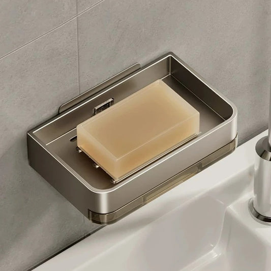 Wall-Mounted Soap Dish with Drain Tray Adhesive